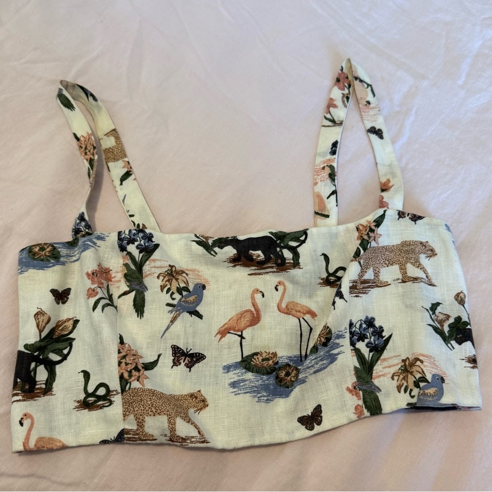 Reformation Atlas Linen Crop Top Janeiro Safari Print 6